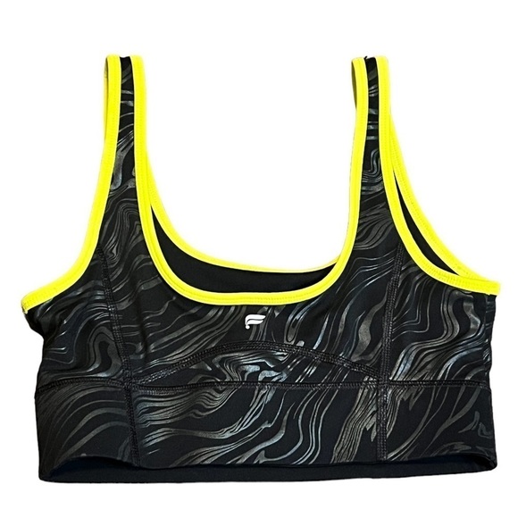 Fabletics Sports Bra Women’s Size Small Black Yellow Yoga Running - Picture 2 of 4